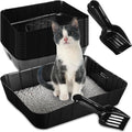 Bokon Pcs 50 Disposable Litter Boxes for Cats with Scoop, Black