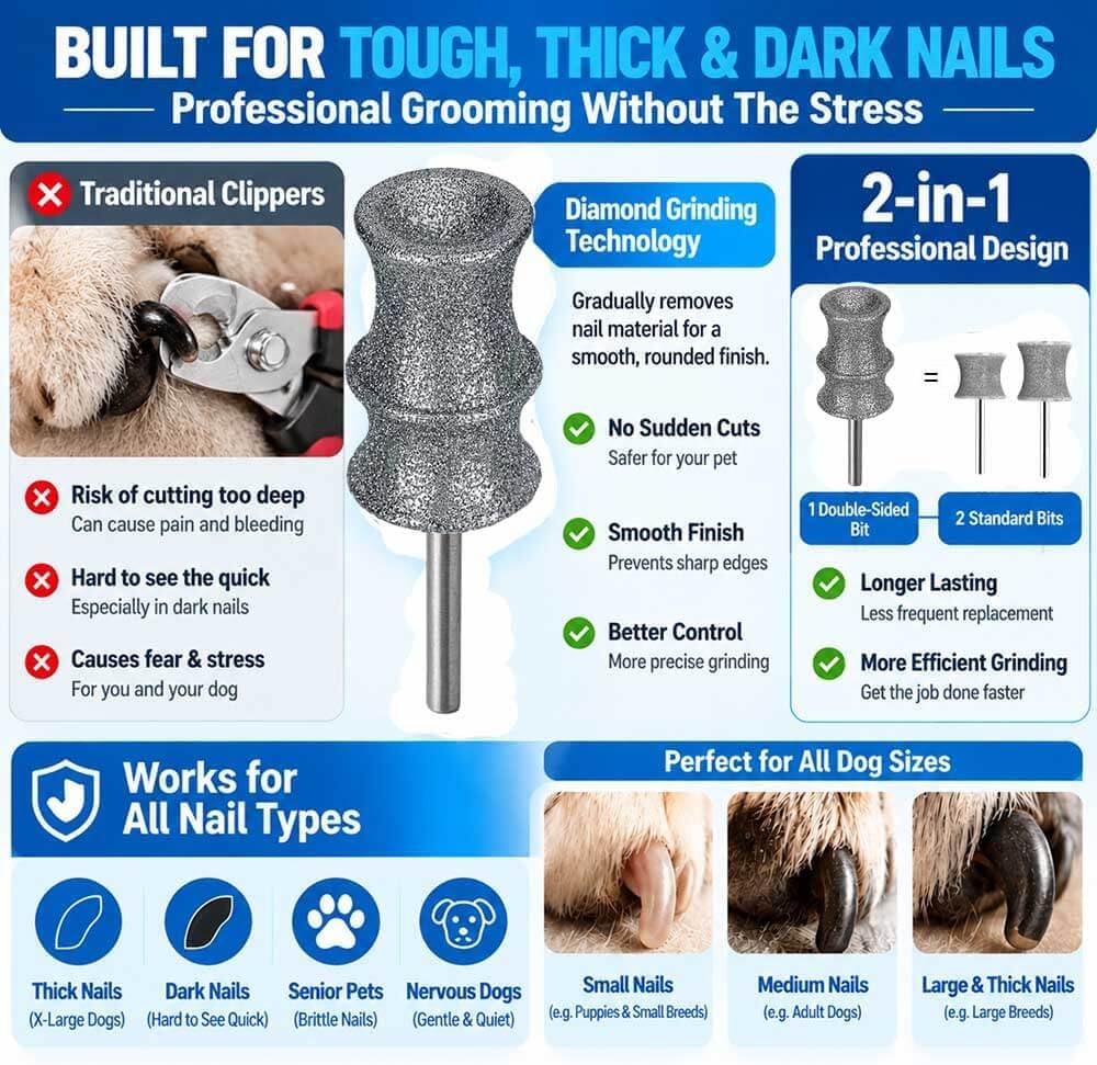 Diamond Dremel Dog Nail Grinder Attachment Bit for Pet Rotary Tools