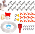 Automatic Rabbit Watering System Kit Rabbit Water Dispenser Include 12 Nipple Drinker, Hose, Connector, Hole Opener, Small Animal Water Feeder (Silver, 12 Nipple Drinker Kit)