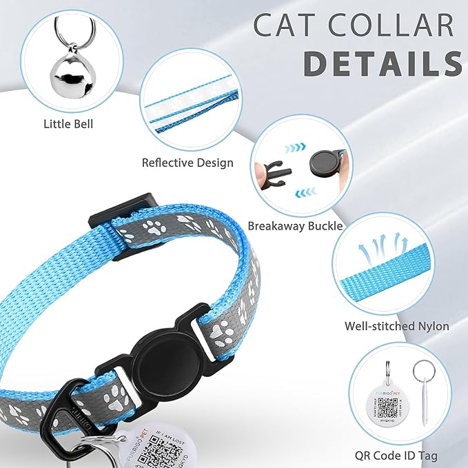 Cat Collar Breakaway with QR Code Name Tag, Reflective Kitten Collars with Bell - Image 7