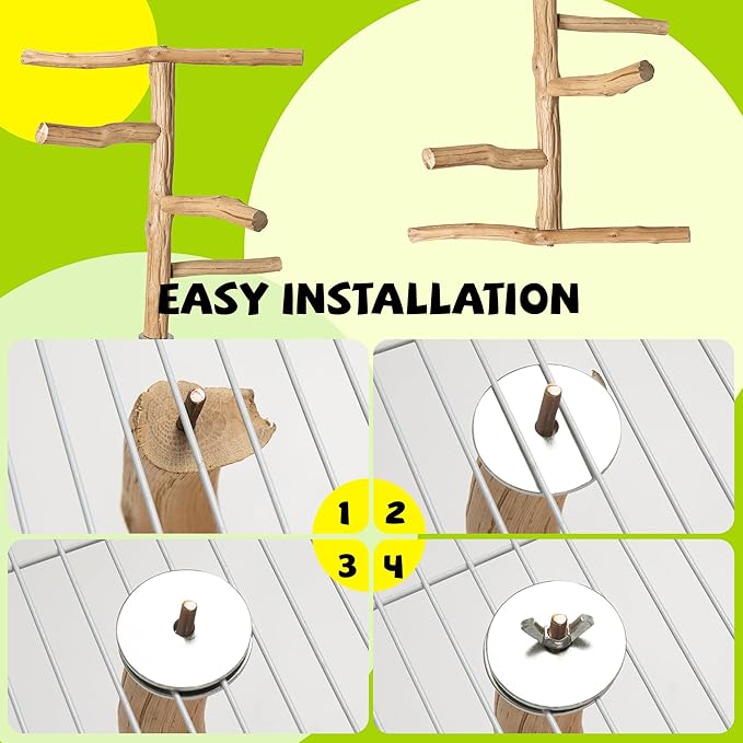 Natural Wood Bird Perch & Play Stand - Image 7