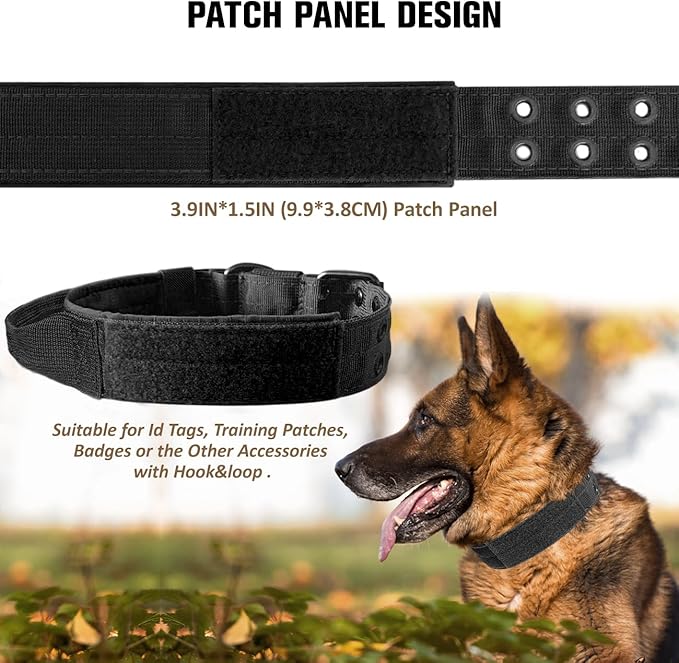 Tactical Dog Collar with Handle, Military Adjustable Heavy Duty Metal Buckle - Image 4