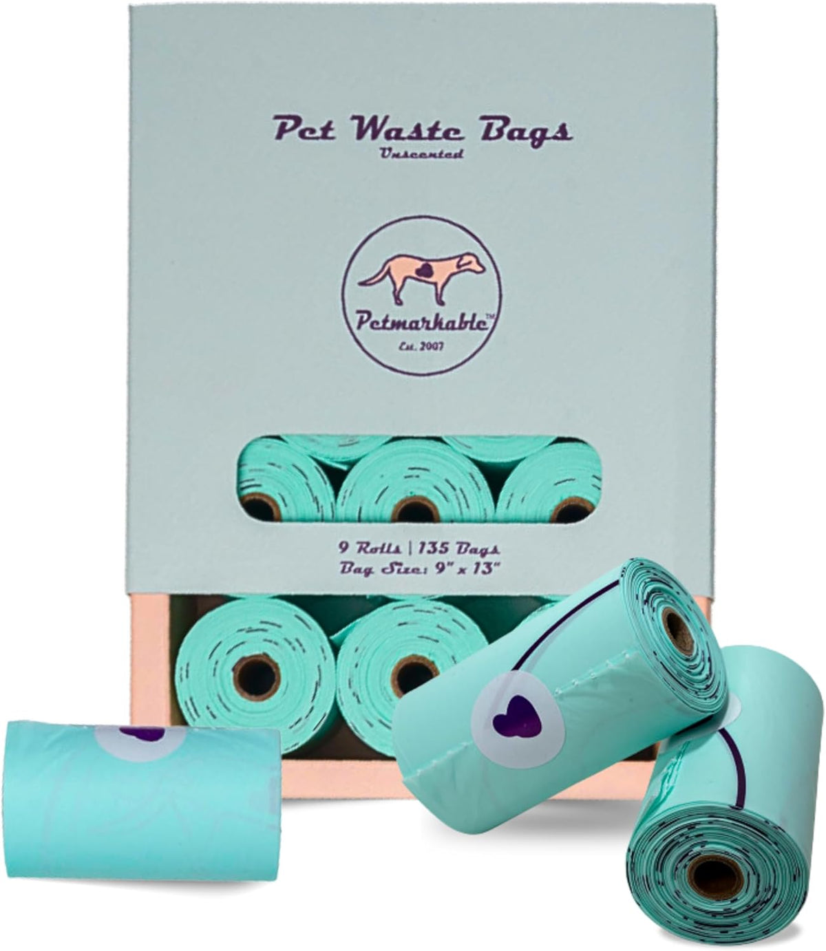 Durable Dog Poop Bags Rolls Eco Friendly, Leakproof, Odor-Free, Vegetable-Based Doggy Poop Bags, Giving Back to Charity (135 Bags / 9 Rolls)