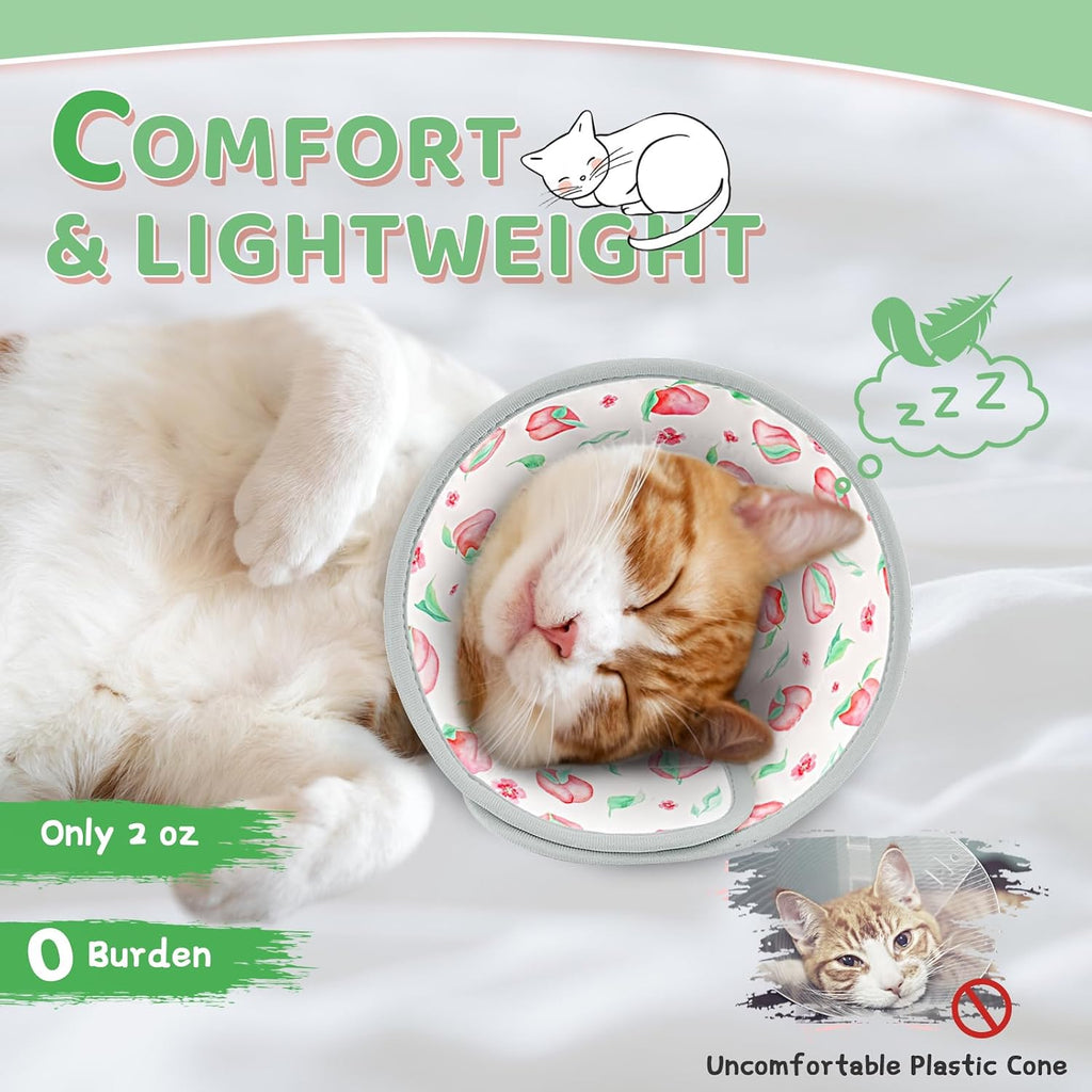 Cat Cone Collar Soft to Stop Licking, Adjustable, Foldable Lightweight Kitten Cones After Surgery Recovery for Cats & Kittens, Cat Cone Alternative, Easy Eating (PinkWhite, M)