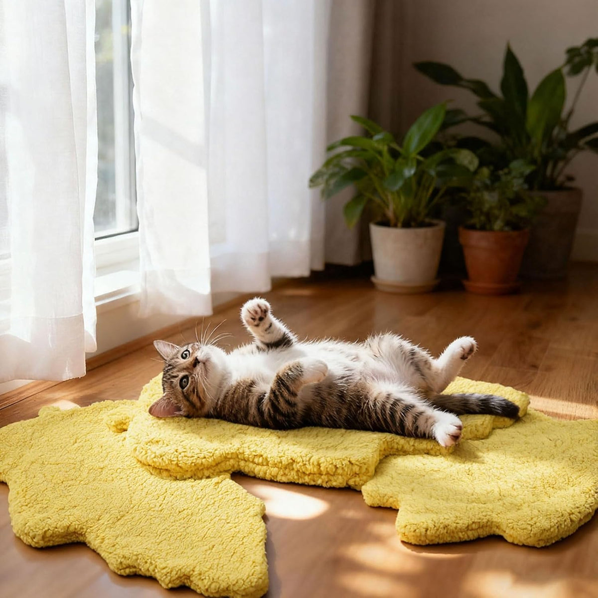 3Pack Self Warming Pet Bed Leaf Pad, Light Yellow, Small-16 x20