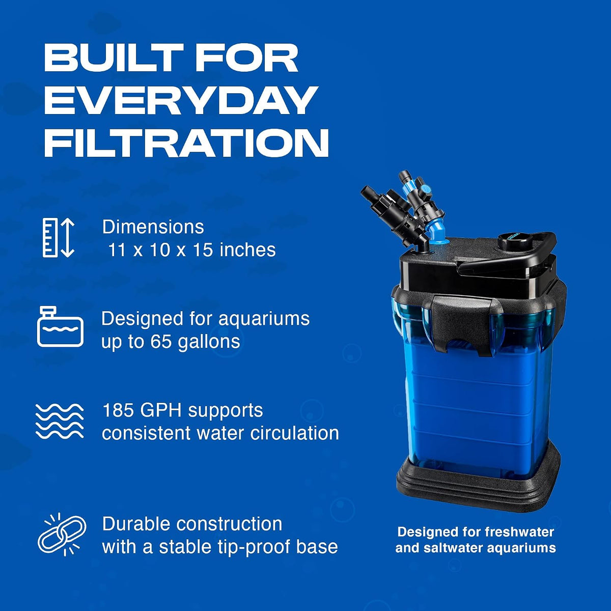 Penn-Plax Cascade 700 Canister Filter - 185 GPH for Tanks Up to 65 Gallons