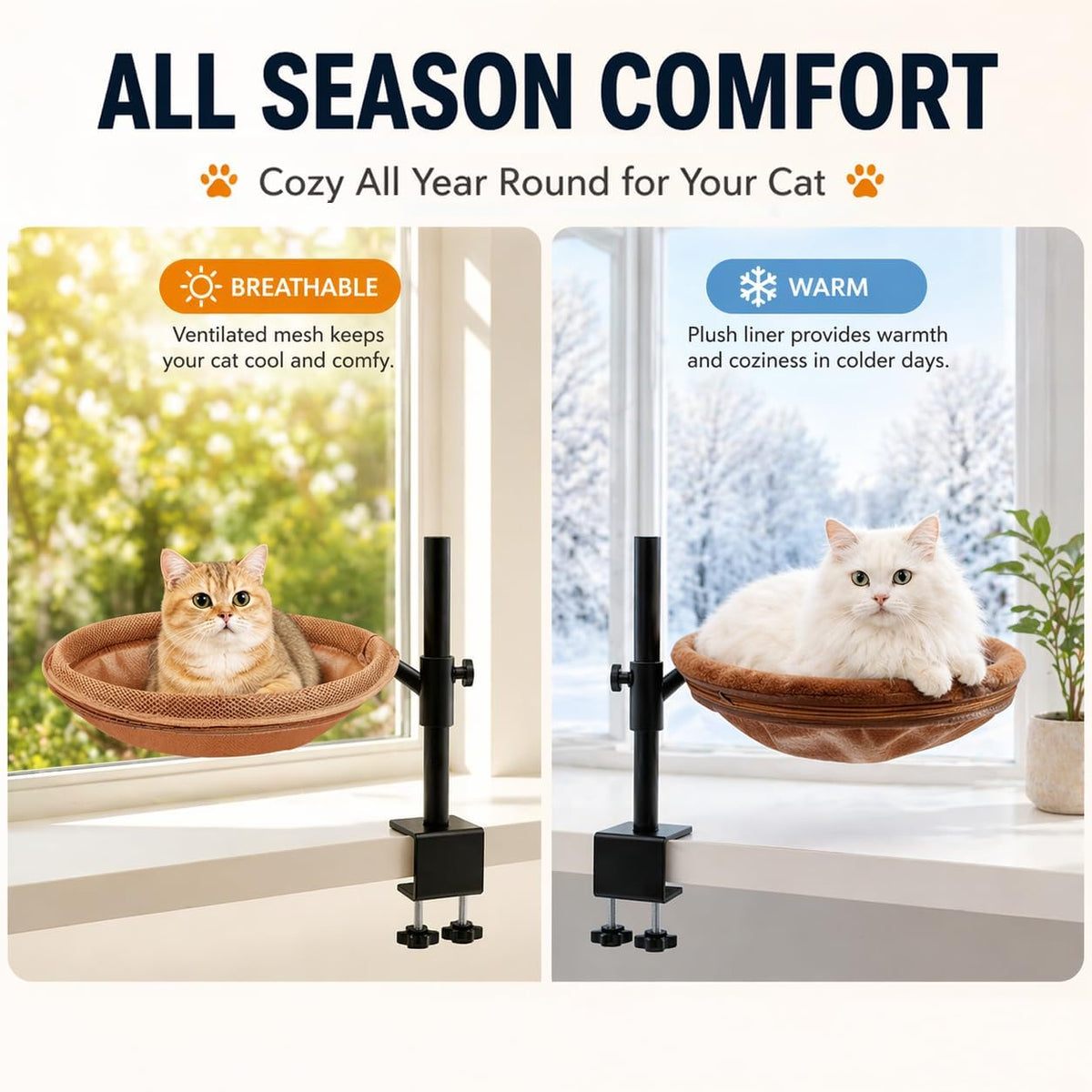 Cat Desk Bed, 360° Rotating & Height Adjustable