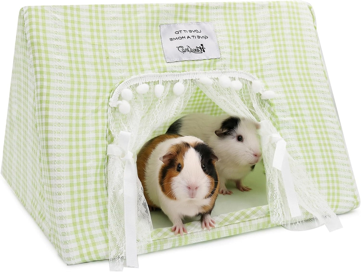 Jenvd Guinea Pig Hideout Medium with Curtain, Machine Washable Bunny Hide
