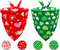 Valentine's & St. Patrick's Day Dog Bandana Set 2PCS-Small, Holiday Party by CozyHaus