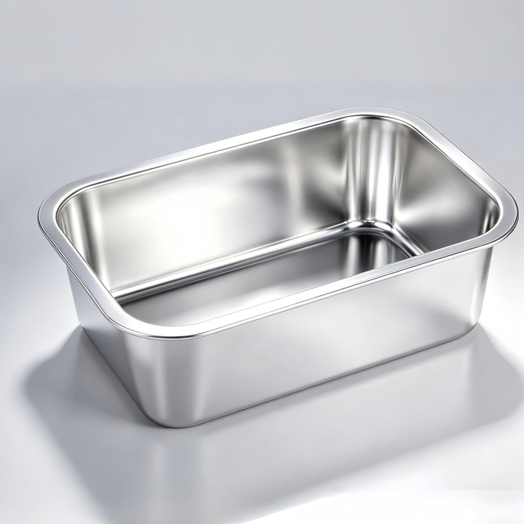 3 Pcs Stainless Steel Rabbit Litter Box with Scoop & Non-Slip Feet Mats, Easy Clean Metal Pan for Rabbits Cats Small Animal, No Smell, Non Stick, 4In Low Entry (L+M+S)