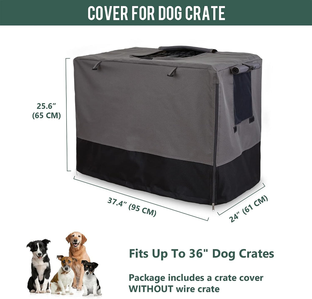 Rachmi 36" 600D Canvas Privacy Dog Crate Cover, Water Resistant Windproof