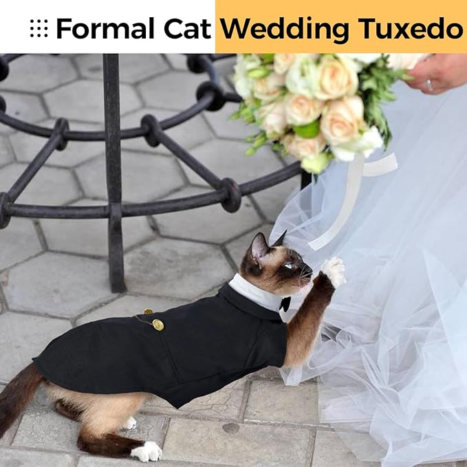 DENTRUN Cat Tuxedo Outfit, Sphynx Cat Costume Formal Suit - Image 7