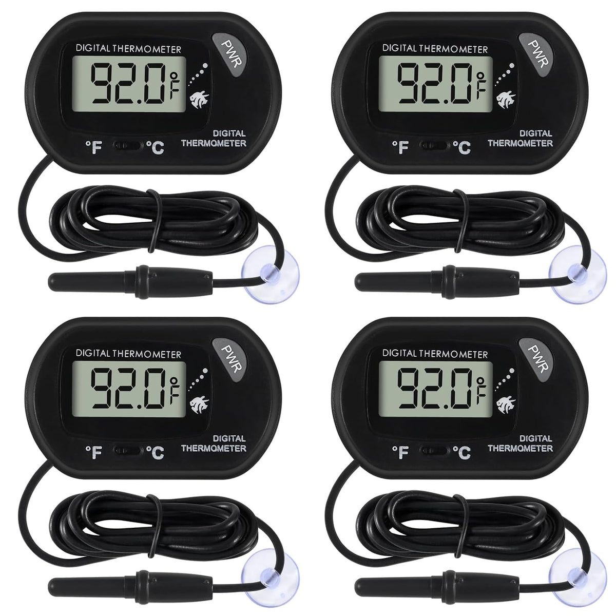 10Pcs Aquarium Thermometer Fish Tank Thermometer Reptile Terrarium Water Test Digital with LCD Display Fahrenheit/Celsius(℉/℃)
