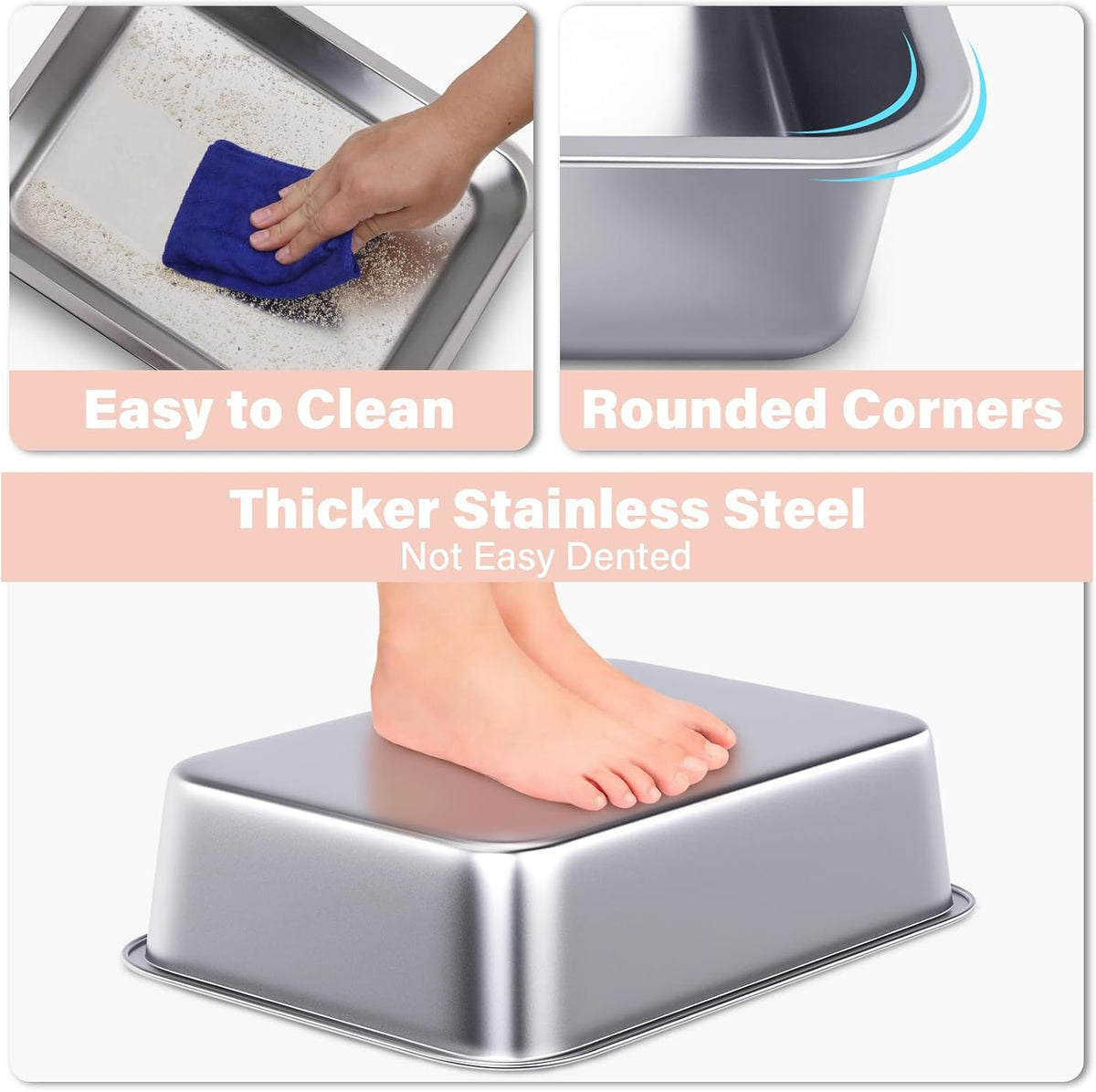 Stainless Steel Litter Box for Kitten, Small Litter Box