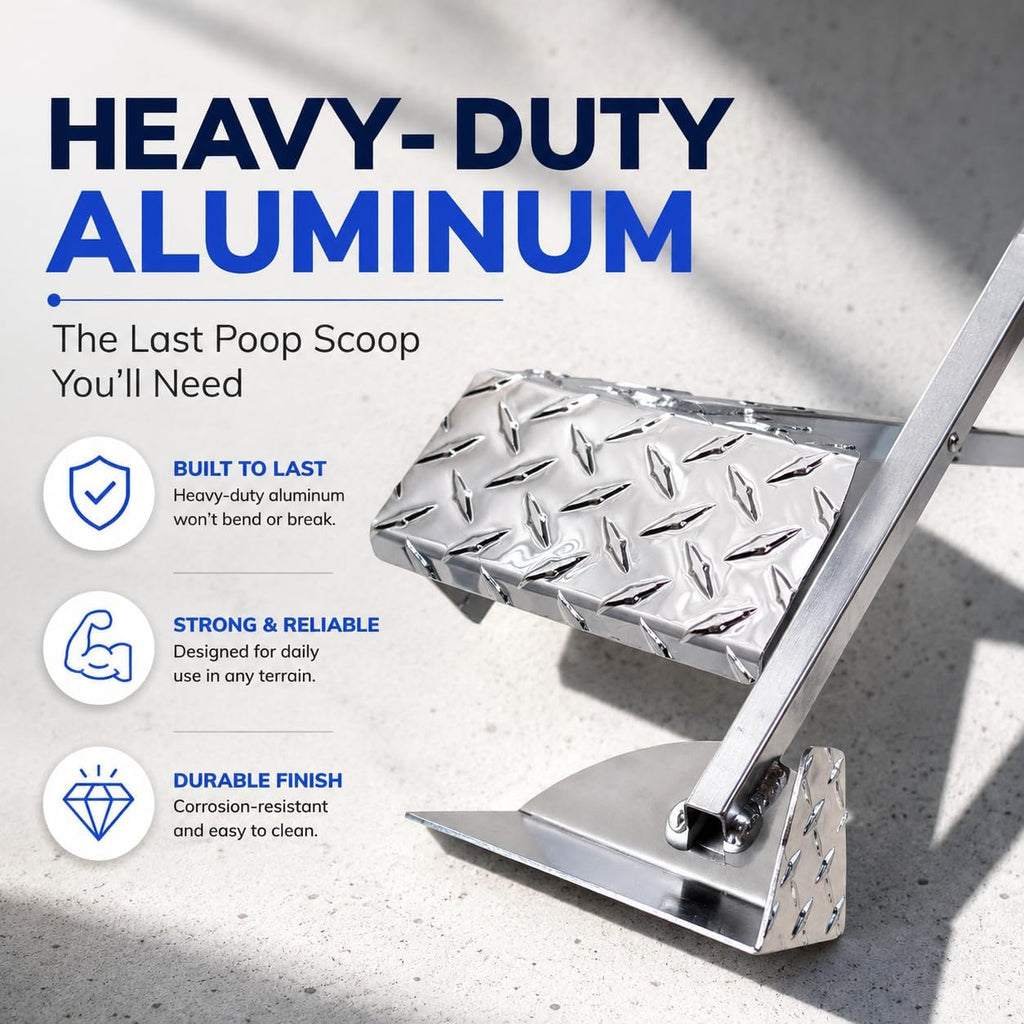 ActiveDogs Dog Pooper Scooper, Heavy Duty Flat Aluminum Dog Scoop