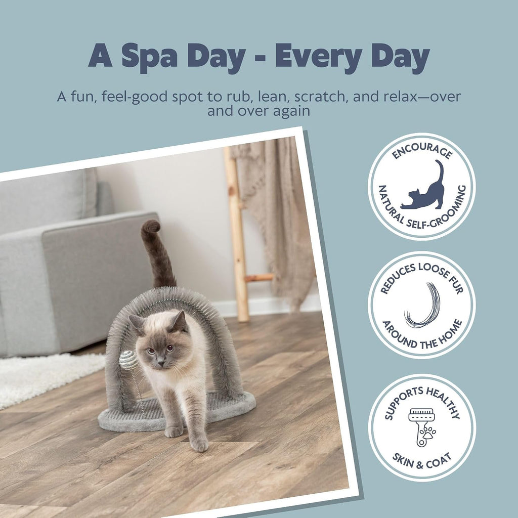 TRIXIE Cat Scratching Plate with Self-Grooming Arch Brush, Gray