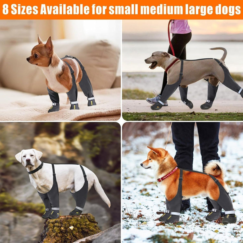 Idepet Dog Suspender Boots, Anti-Slip & Fall Waterproof Tall Shoes Legging for Small Medium Dog, Adjustable Suspender Boots for Winter Snow Rain Hiking Paws Protector 5