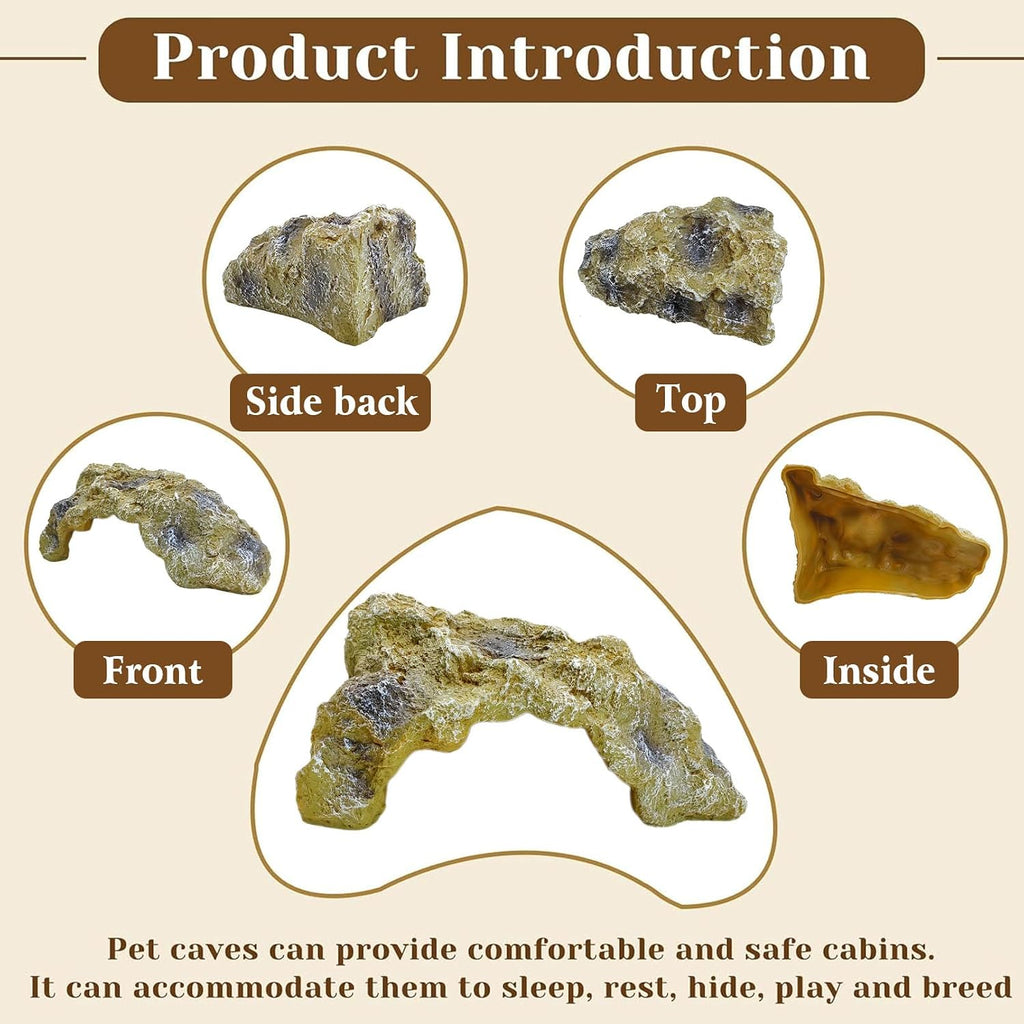 Hamiledyi Reptile Hides Large Simulation Rock Reptile Cave Hideouts Terrarium Habitat Décor Bearded Dragon Hideout for Snake Geckos Lizards Turtle Frogs Amphibians (L)
