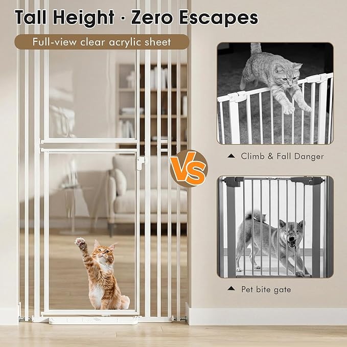 78.7" Extra Tall Cat Gate, Adjustable 27.5"-37.4" Wide Pet Proof Safety Gate - Image 4