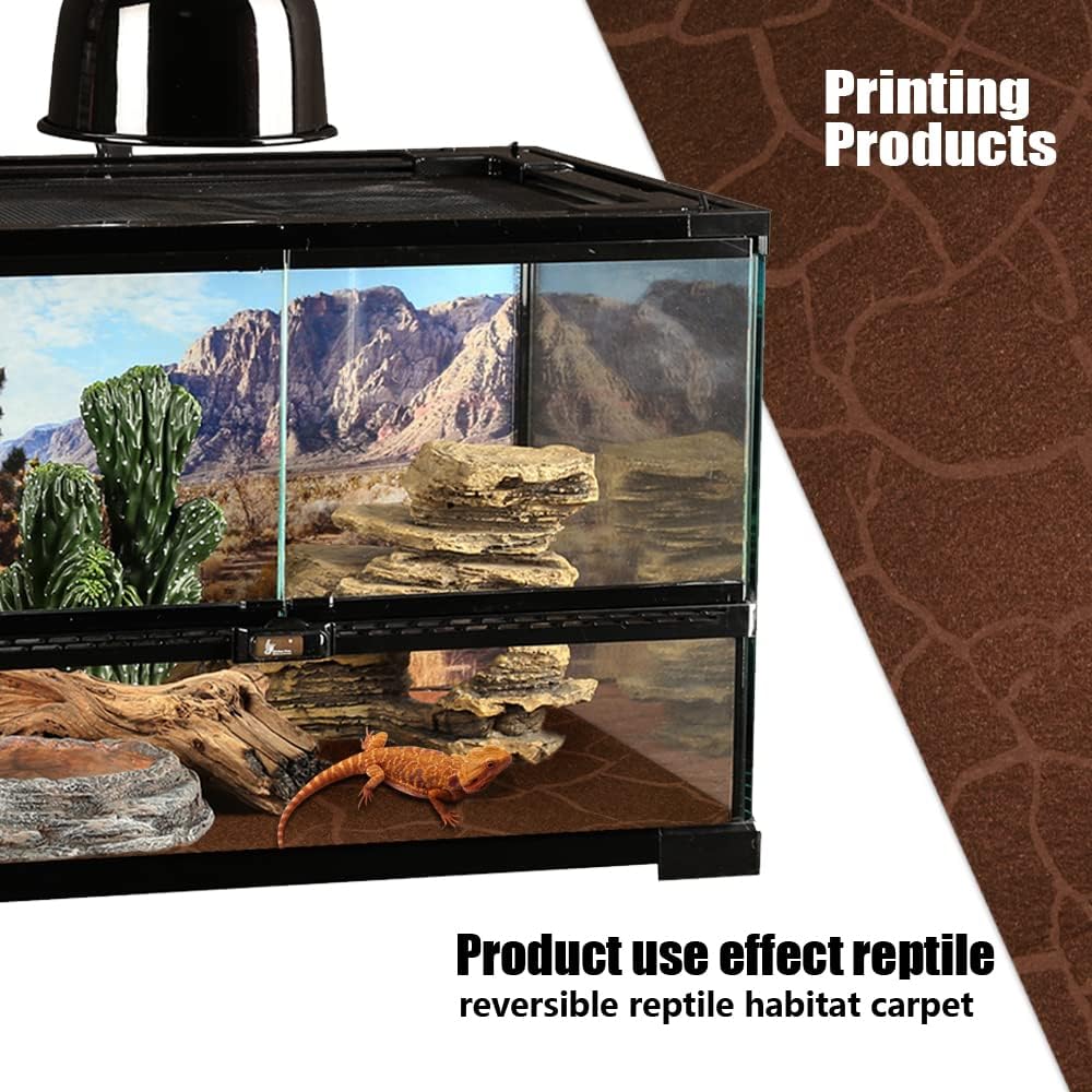 2 Pack Reptile Carpet Desert Reptile Mat & Reversible Substrate, Terrarium Liner Bedding, for Lizard,Chameleon,Gecko,Snake,Ceratophrys with Tweezers Feeding Tong (40 Gallon(36x18in))