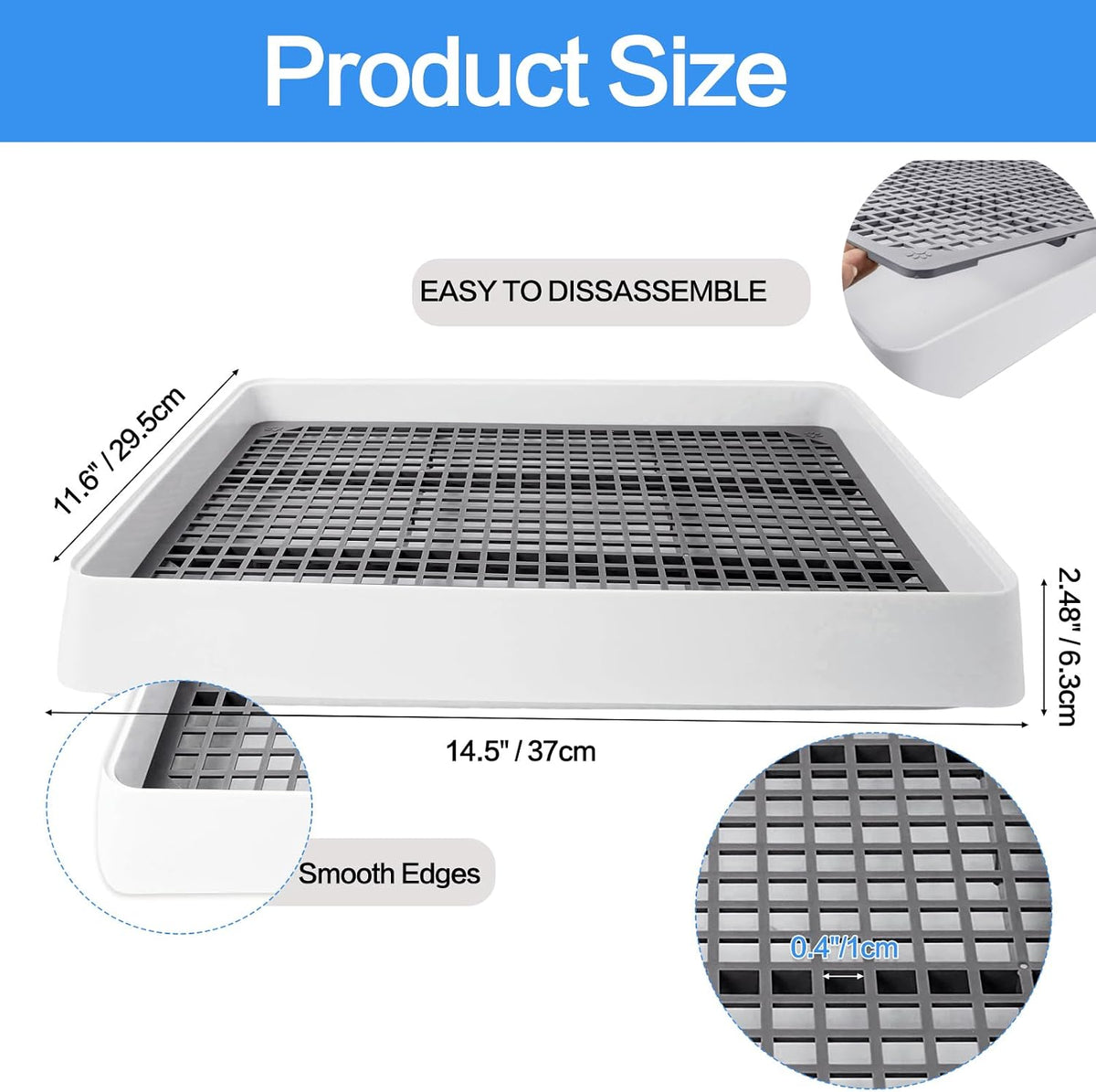 2 Pack Rabbit Litter Box with Grate, Large Shallow Bunny Litter Box
