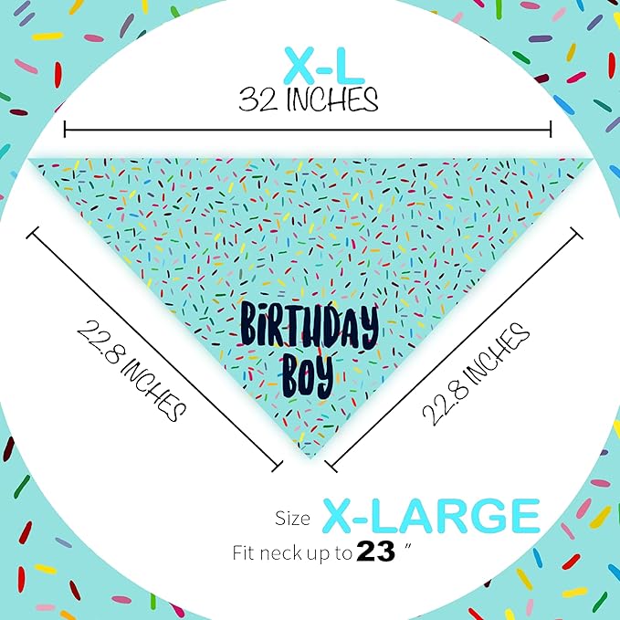 Birthday Boy Dog Bandanas 1 Pack, Pet Scarves - Image 2