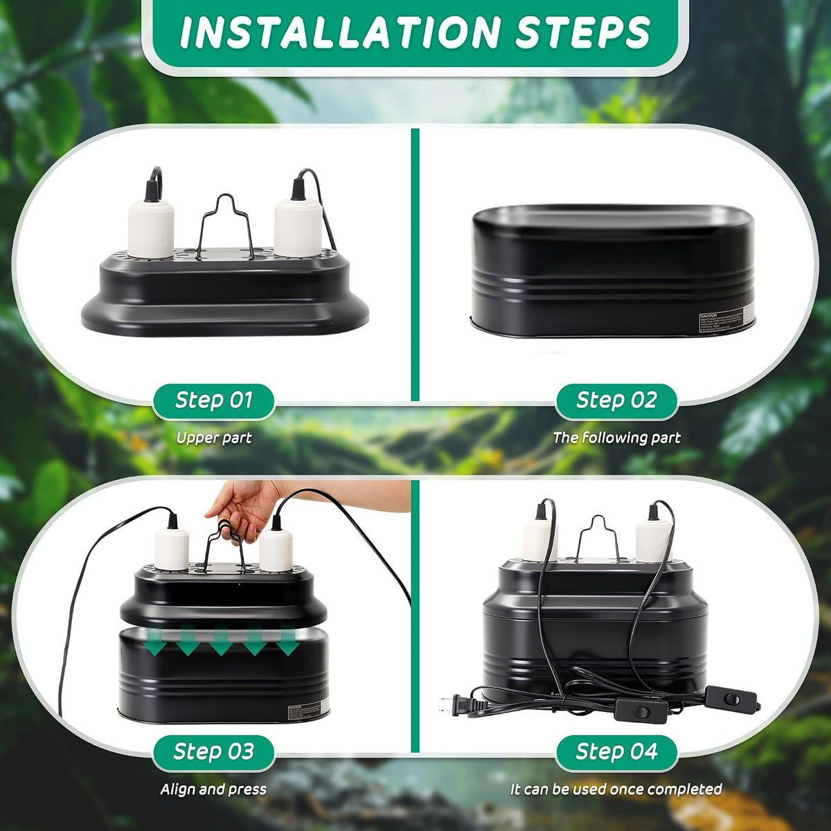 Dual Reptile Light Fixture with Independent Switches