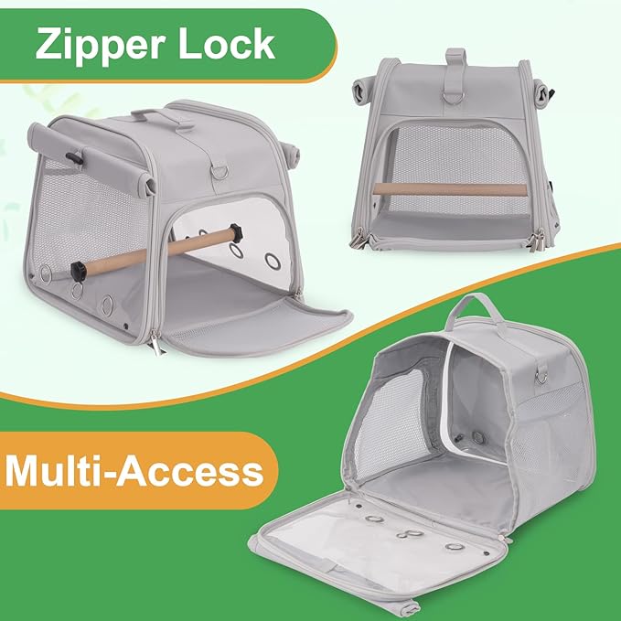 Portable Small Bird Travel Cage Carrier, Parrot Parakeet Cockatiels Bird Travel - Image 6