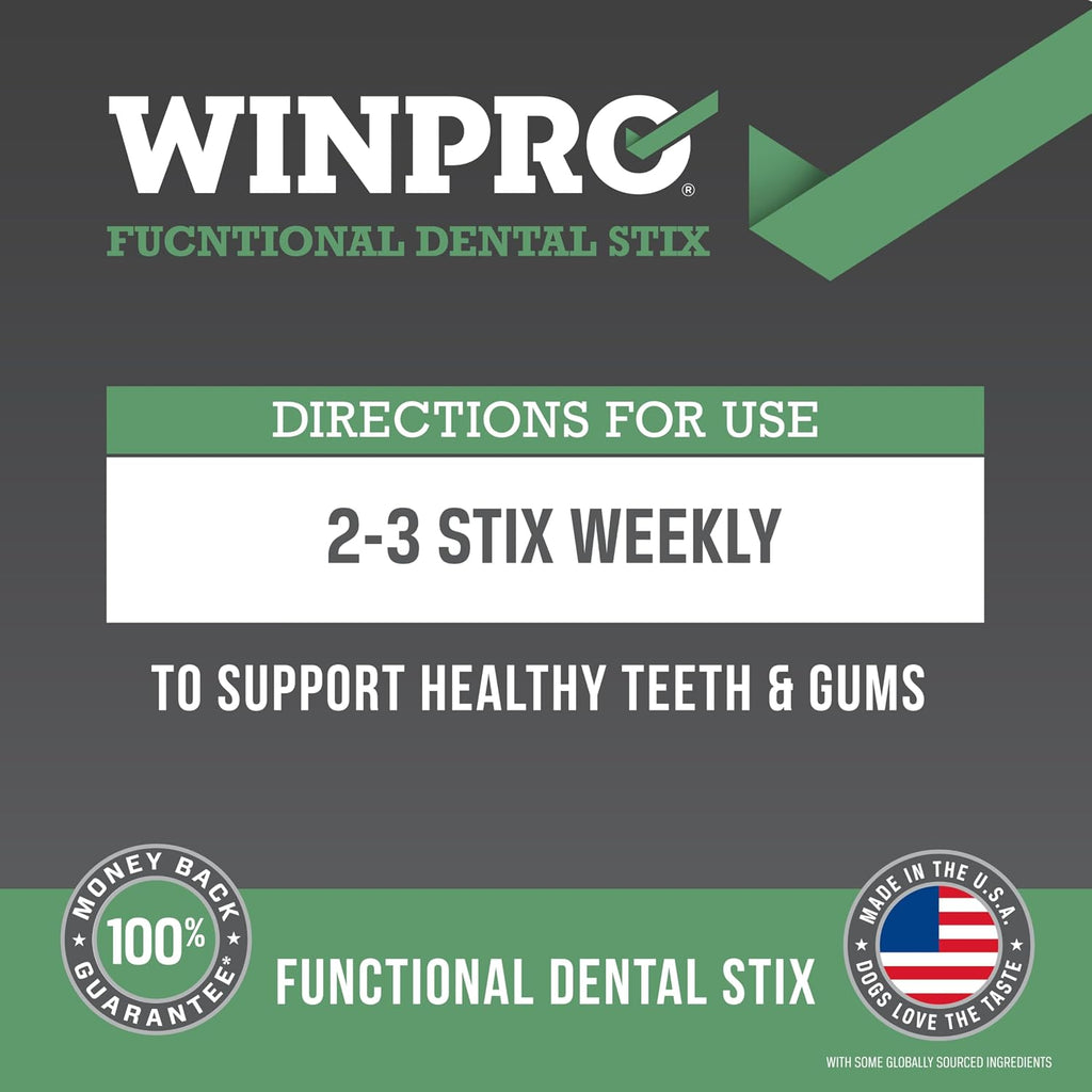 WINPRO Pet Functional Dental Stix for Dogs, 16 Sticks, Plasma Powered Dental Dog Chew Sticks that Promotes Gum and Peridontal Health