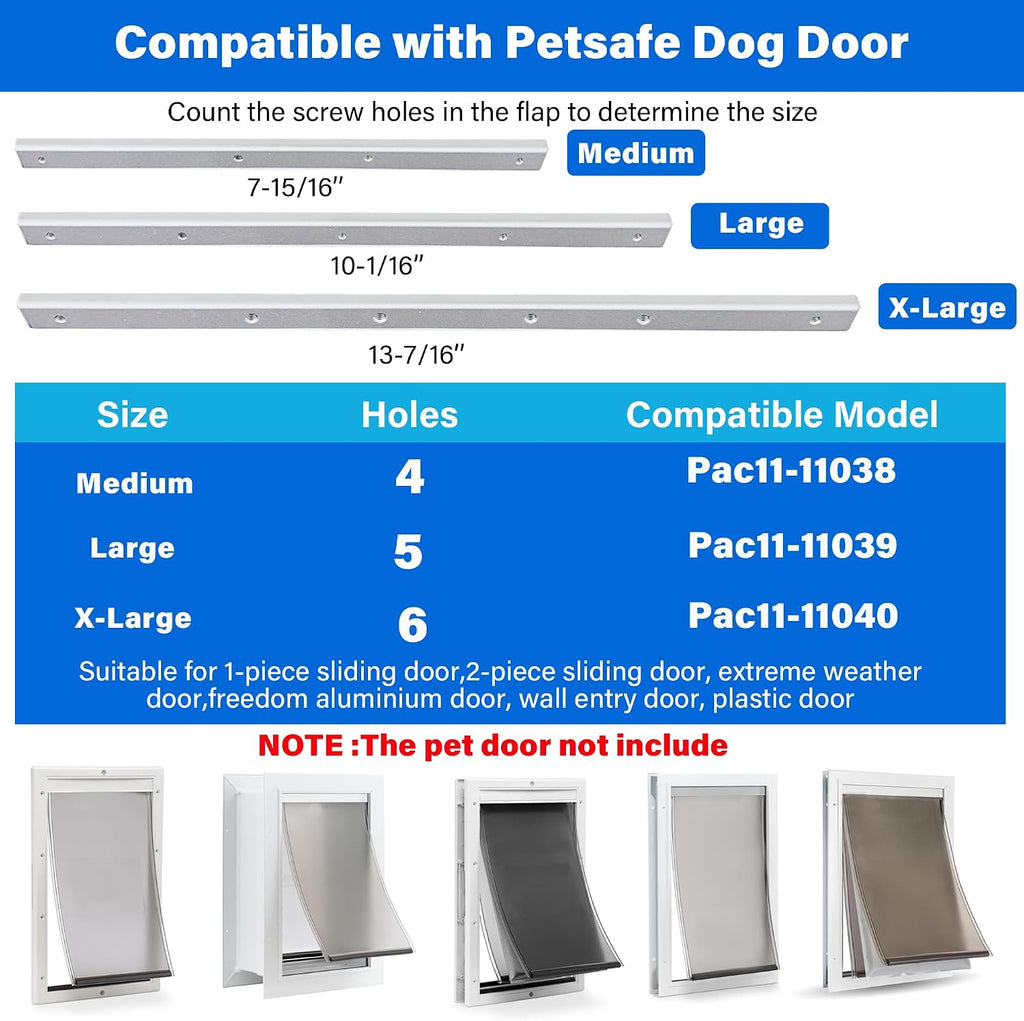 2 PCS Large Metal Dog Door Flap Replacement Bracket Compatible with PetSafe Dog Door Replacement Flaps PAC11-11039 - Easy Installation with 304 Stainless Steel Flat Washers & Screws