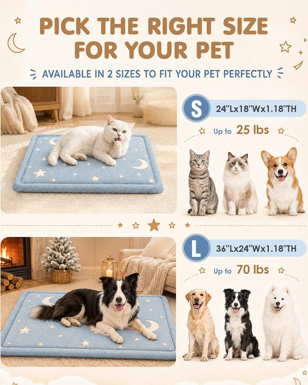 Papettly Self Warming Cat Bed, Reversible Self Heating Cat Pad Mat, 18x24IN