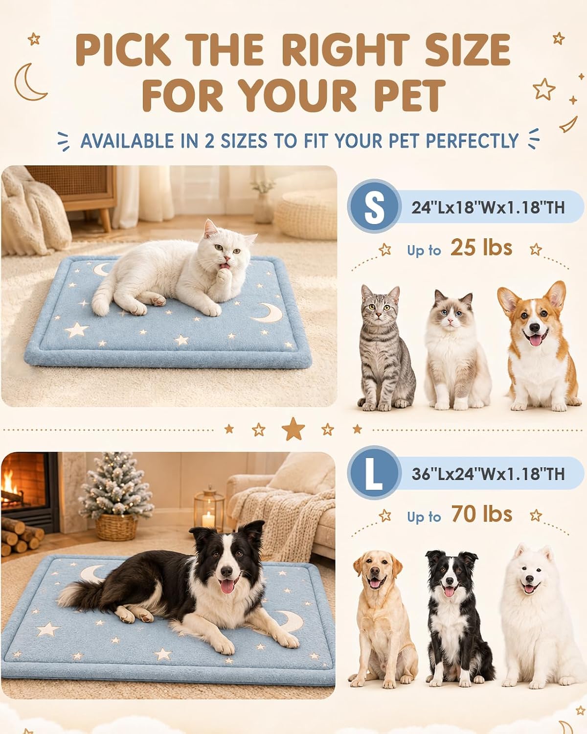 Papettly Self Warming Cat Bed, Reversible Self Heating Cat Pad Mat, 18x24IN