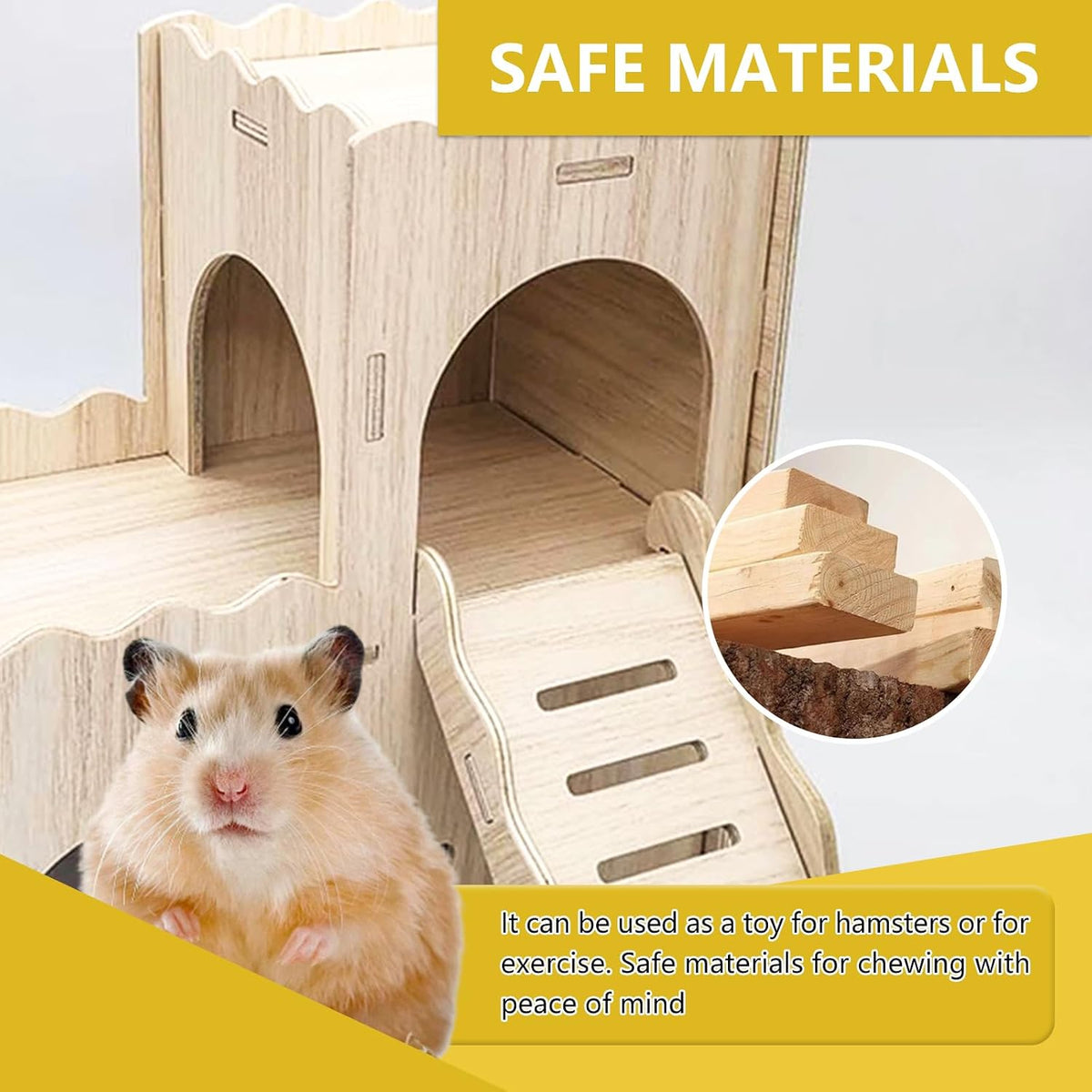 Large Wooden Hamster House Castle with Double Decker,Large Hamster
