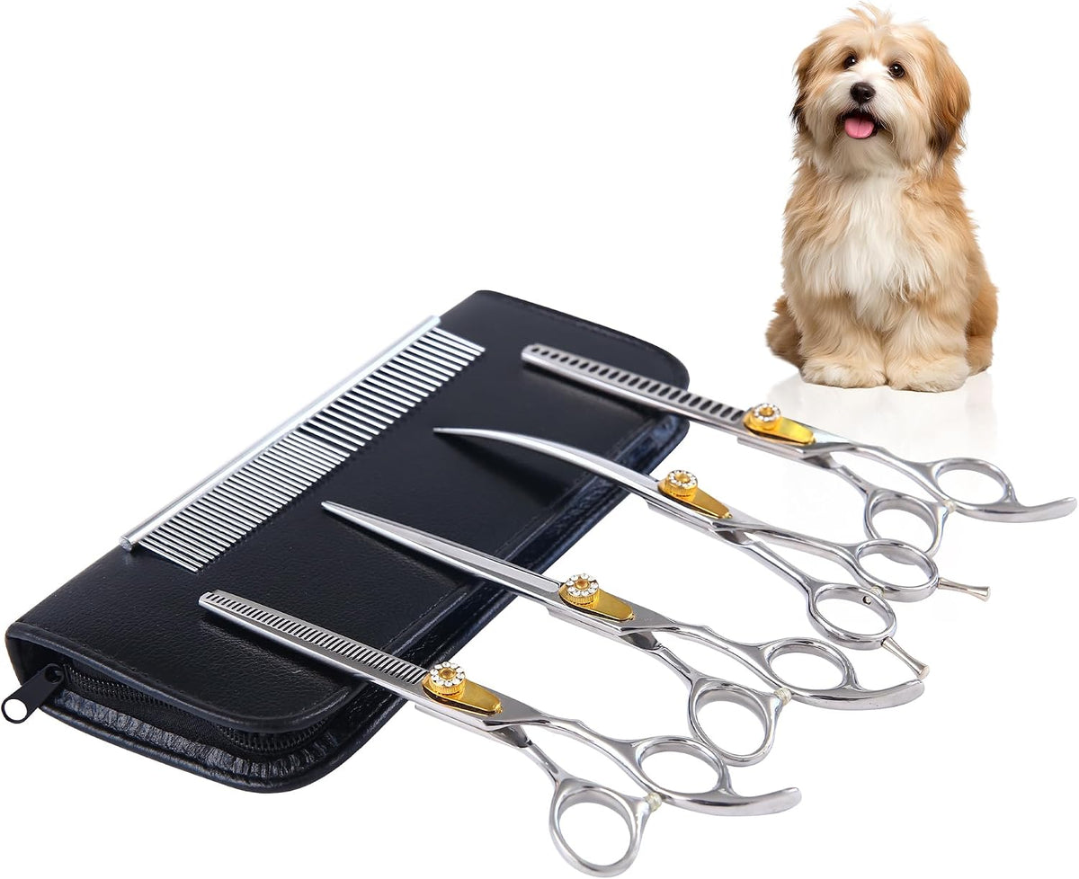7" Professional Dog Grooming Scissors Kit, 6in1 Grooming Scissors for Dogs