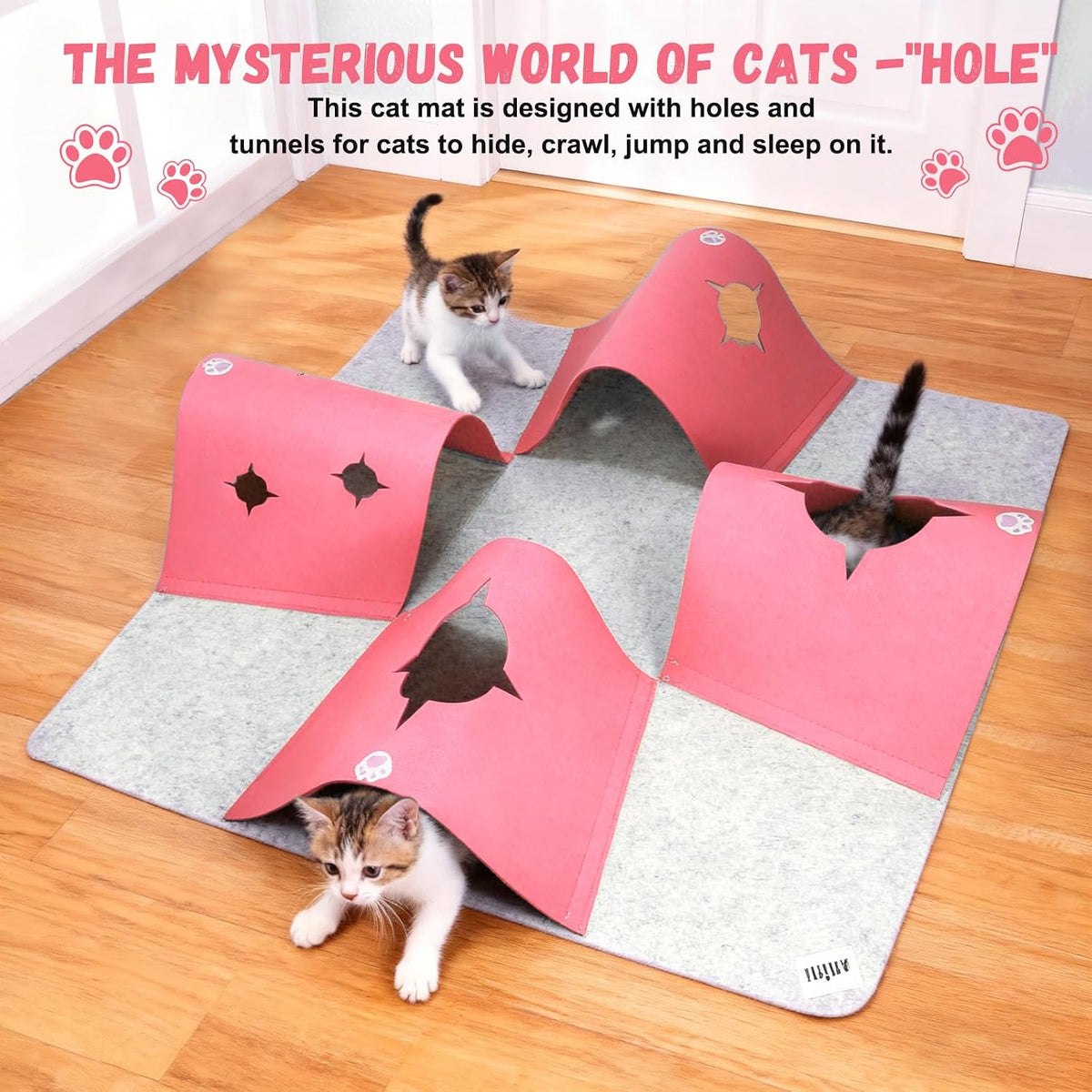 4-Way Cat Tunnels for Indoor Cats, Interactive Toys with Plush Ball