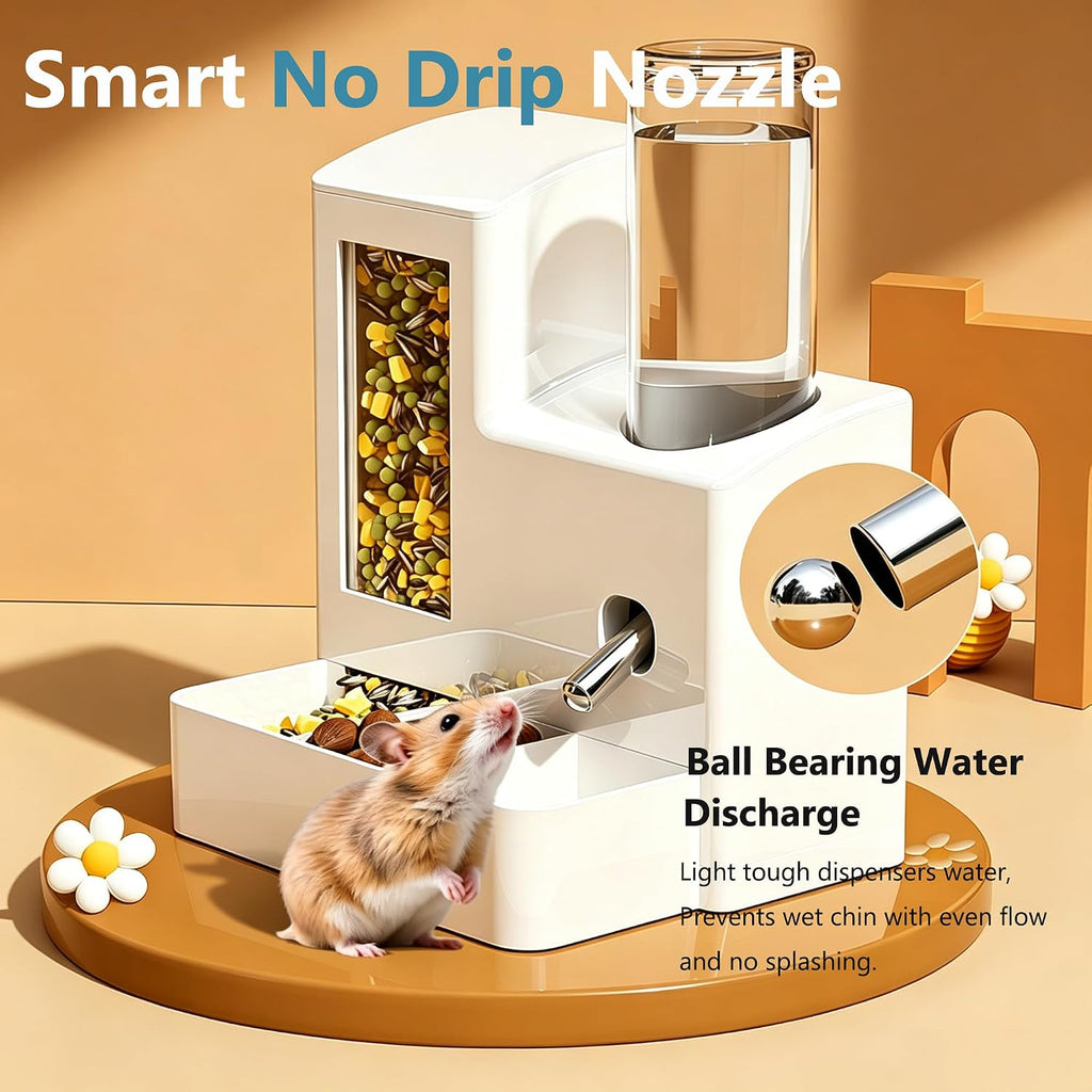 2 in 1 Hamster Water Bottle No Drip Automatic Food Feeder