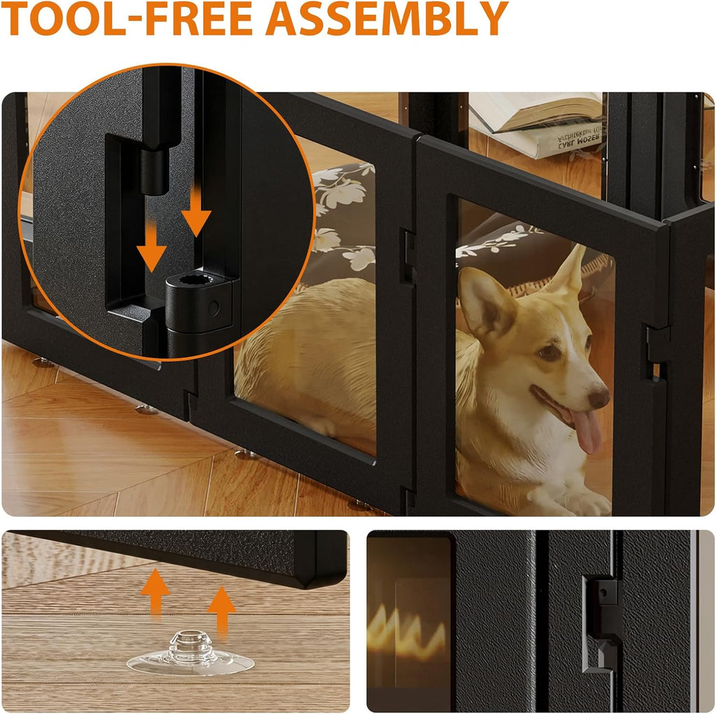 Yunphia Clear Acrylic Indoor Dog Playpen, 10 Panels, 24 in H for Small Dogs