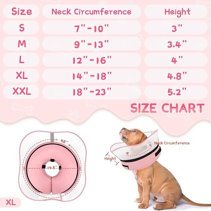 Supet Raised Inflatable Dog Cone Collar to Stop Licking, Soft Dog Cone - Image 6