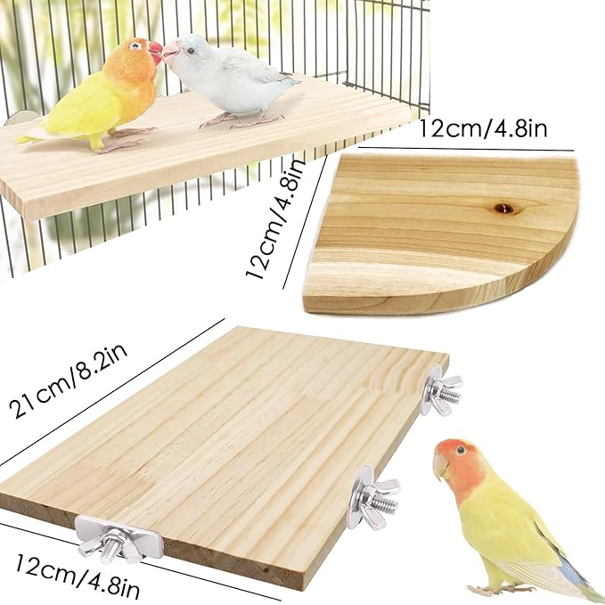 Bird Perch Platform Stand, Wood Perch Bird Platform Parrot Stand Playground - Image 2