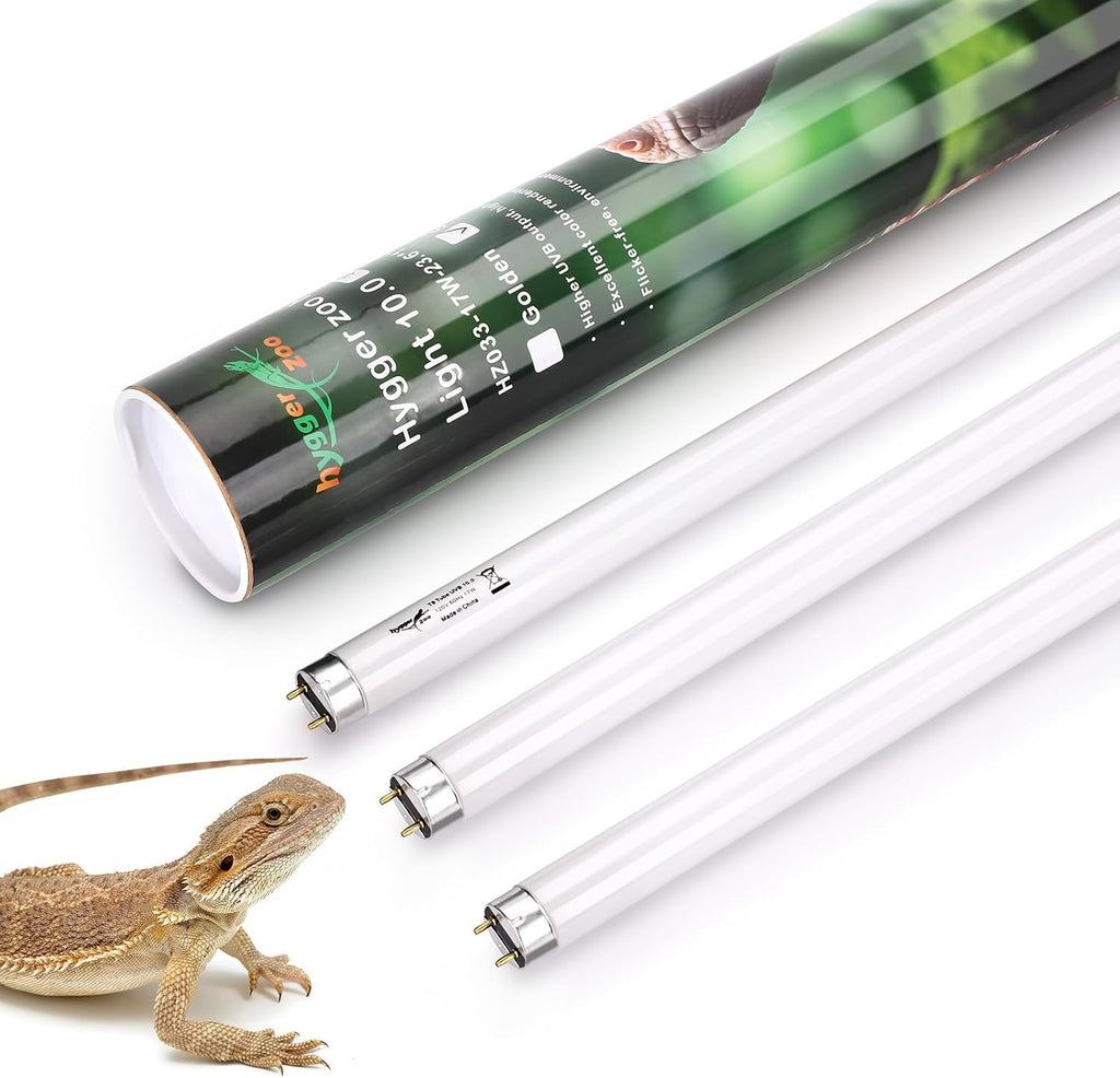 3-Pack UVB Reptile Light 10.0 Bulb 8W T5 Fluorescent Desert Lamp UVA for Bearded Dragon Tortoise Reptile & Amphibian