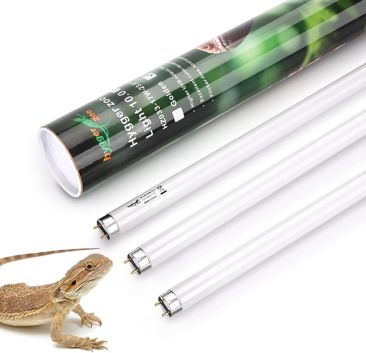 3-Pack UVB Reptile Light 10.0 Bulb 8W T5 Fluorescent Desert Lamp UVA for Bearded Dragon Tortoise Reptile & Amphibian