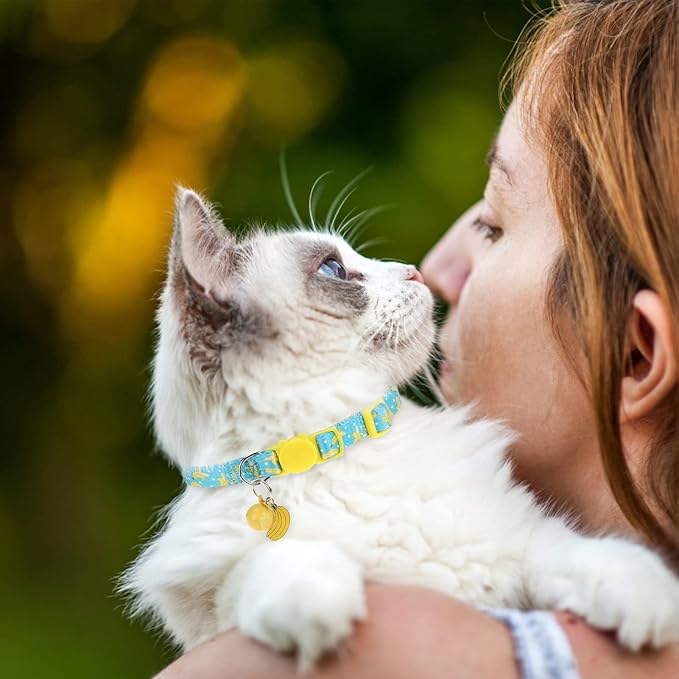 Breakaway Cat Collars with Bell & Cute Pendants, 3 Pack Safety Buckle Kitten - Image 6