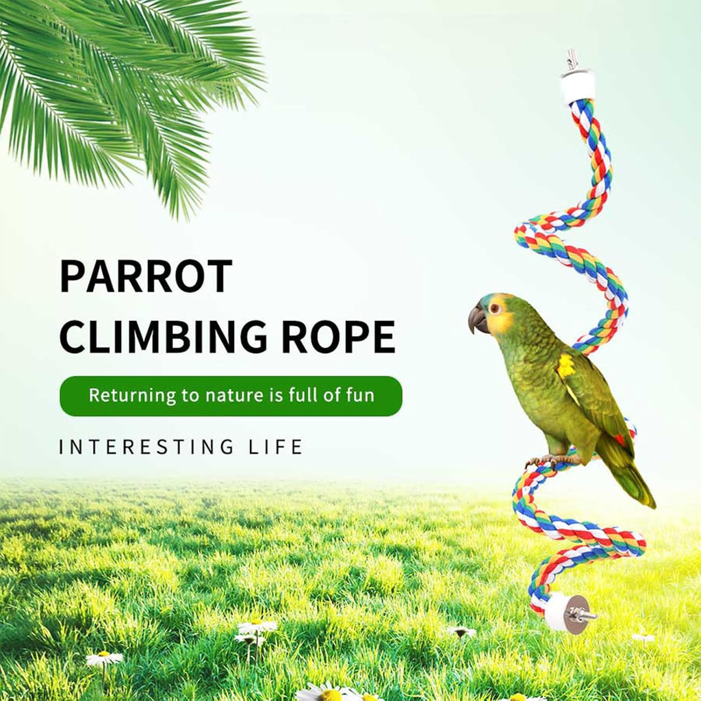 Bird Perch,Bird Rope Perch & Rope Perch,Bird perches for cage,Rope Perch for Conures,Parrots,Cockatiel,Lovebird,Budgerigar,Parakeet Rope perches for cage (2PCS Nipple 24inch)