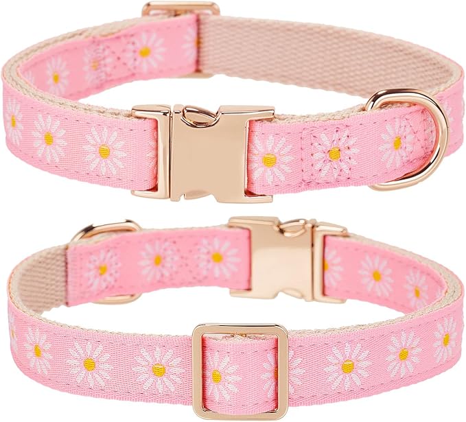 Woven Dog Collar with Metal Buckle Adjustable Jacquard Retro Dog Collars - Image 2