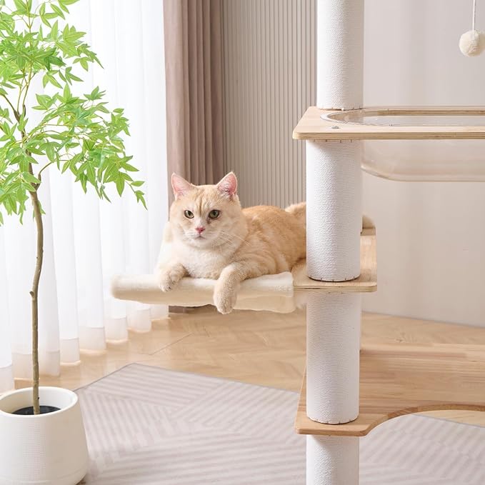 SHENGOCASE Modern Natural Wooden Wood Cat Tree Tower Condo, Extra Large Top - Image 4