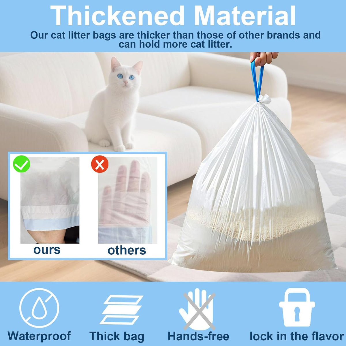 17.5"Opening x 18"L Cat Litter Box Liners for Self-Cleaning Cat Litter Box, Replacement Automatic Litter Box Liners, 4 Rolls Drawstring Trash Bags for Robot, Extra Thick（4 Packs/80 Counts）