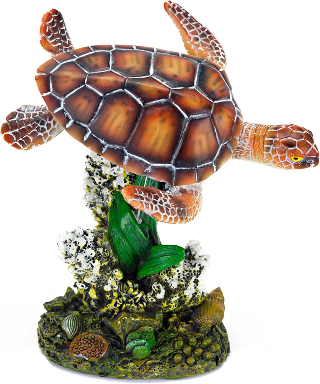Penn-Plax Swimming Sea Turtle Decor, Aquarium Fish Tank - Small