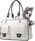 Soft-Sided Pet Travel Carrier Airline Approved for Pet Small Dog and Cat Collapsible, White Shiny Patent Leather