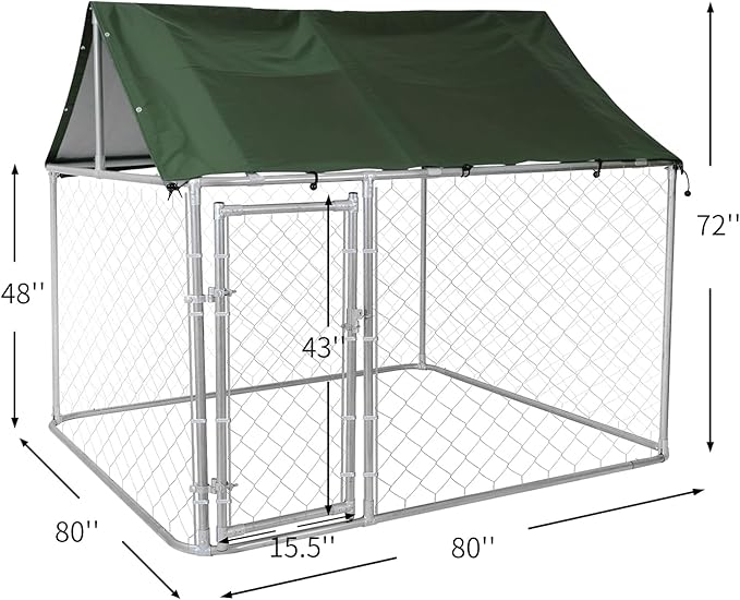 80"x80"x72" Outdoor Dog Kennel for Large Dogs - Image 2