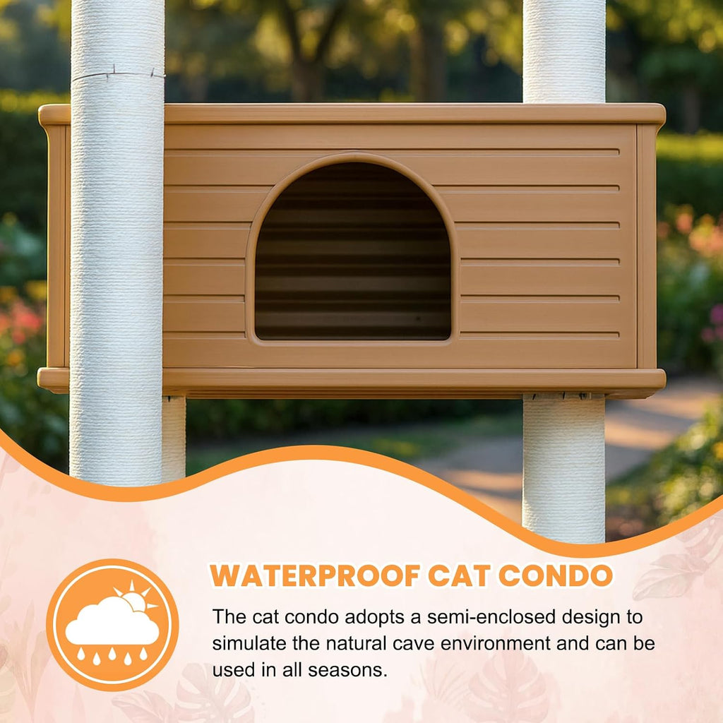 74.8in Weatherproof Cat Tree Tower with Scratching Post for Indoor&Outdoor
